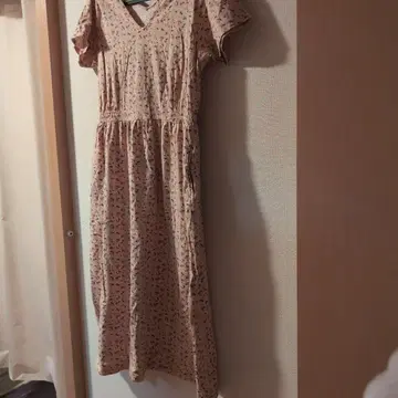 꽃무늬 핑크 반팔 티셔츠 원피스 L