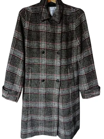 Golden Bear 체크 무늬 더블 브레스트 롱 코트