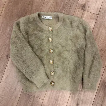 ZARA 페더 비쥬 가디건