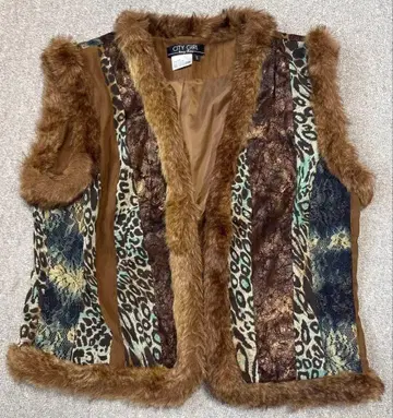 하와이 구매 CITY GIRL 레오파드 무늬 베스트 S