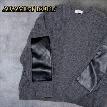 ADAM ET ROPE' 니트 스웨터 가죽 그레이 M 남성용