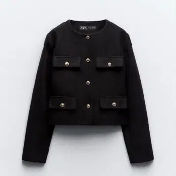 ZARA 노카라 블랙 자켓 골드 버튼