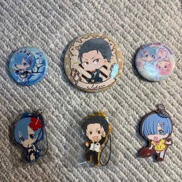 리제로 캔뱃지 러버 키링 세트 렘 스바루