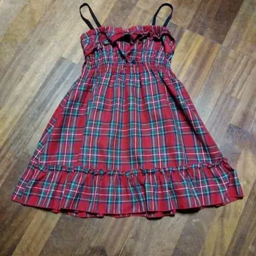 LIZ LISA 프릴 달린 레드 체크 원피스