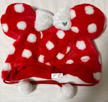 디즈니 귀 달린 플리스 모자 물방울 패턴