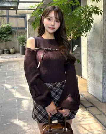 [새상품] Darich 다리치 도킹 미들 허리 니트 미니 원피스