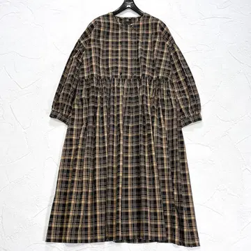 새상품급 늑대와 올빼미 늑대와 고슴도치의 에크루 체크 원피스