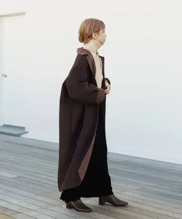 Kastane 체크 리버서블 체스터 롱 코트