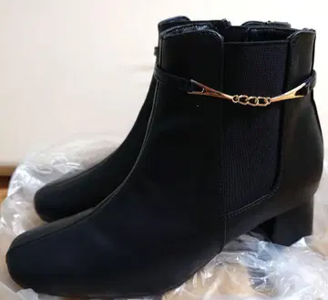 사이드 고어 부츠 블랙 중간 힐 LL 사이즈