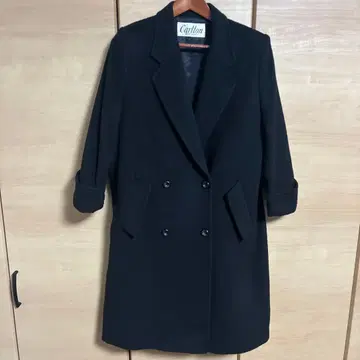 Carlton 블랙 더블 브레스트 코트 캐시미어 M