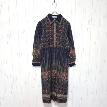 Y221 도쿄 벨모드 원피스 무릎 기장 레트로 긴팔 올 패턴 M 9호