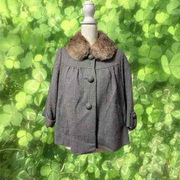 모리걸 페어리 그런지 00s 그레이 퍼 카라 부착 코트