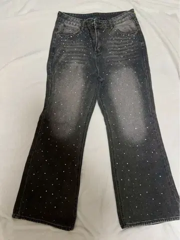 큐빅 데님 플레어 팬츠