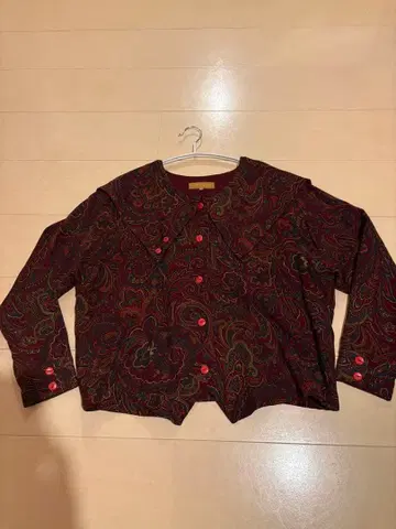 변형 세일러 카라 페이즐리 울 레트로 블라우스