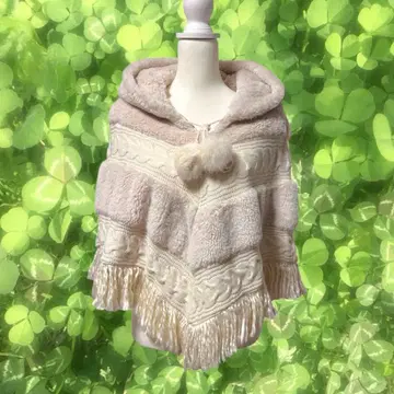모리걸 페어리 그런지 후드 부착 복슬복슬 프린지 판초