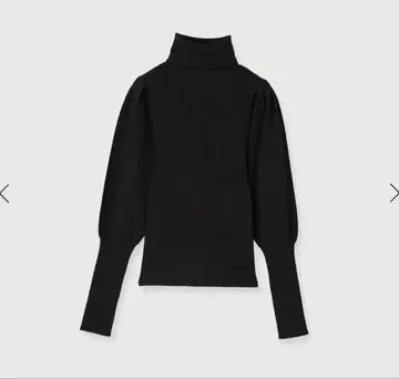 nuans 블랙 퍼프 슬리브 터틀넥 니트