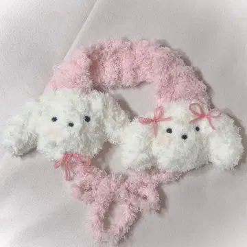 토끼형 귀도리 이어머프 핸드메이드 화이트 핑크 y2k 프리 사이즈