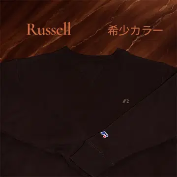 [레어 컬러] Russell 맨투맨 트레이닝복 M 다크 브라운 V넥