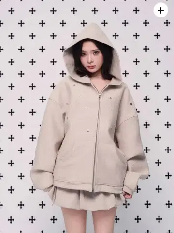 ANDWANG kirakira jewel 집업 후드티 스커트