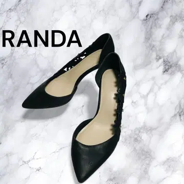 RANDA 블랙 플라워 장식 하이힐