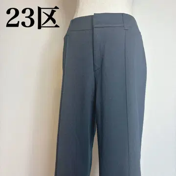 23구 플레어 팬츠 턱 디테일 블랙 심플 사이즈 44 빅 사이즈 페미닌