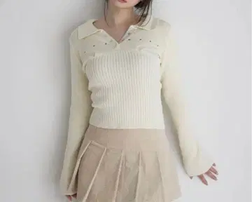 ANDMARY Lindsay 로고 탑 아이보리 앤드마리