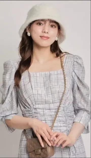 마이 스트라다 카지 히토미 착용 트위드 프린트 원피스 36