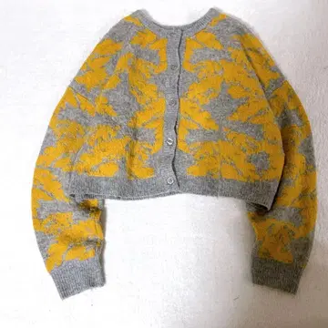 지나시스 니트 가디건 올 패턴 크롭 짧은 기장 Y2K 그런지