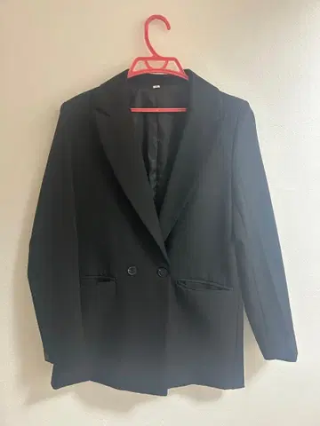 블랙 더블 버튼 테일러드 자켓