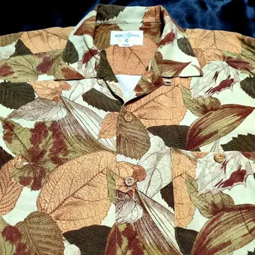 Marc Donel 잎 패턴 어스 컬러 긴팔 셔츠 FREE 사이즈 일본제