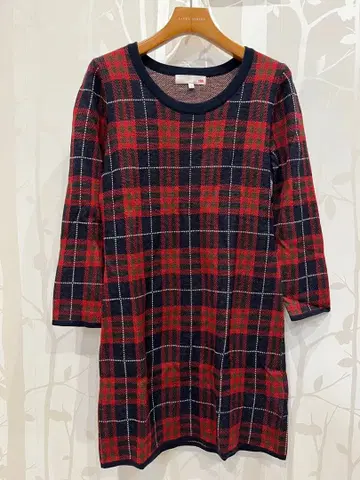 [ 새상품급 ] rich 레드 x 네이비 체크 무늬 원피스