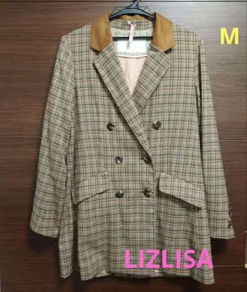 리즈리사 체크 무늬 더블 브레스트 자켓 M