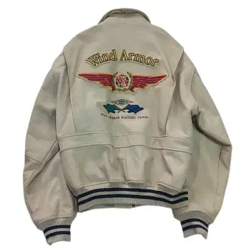 90s WindArmor 와펜 가죽 블루종 LL