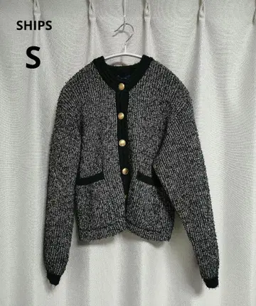 SHIPS 트위드 니트 가디건 골드 버튼 S