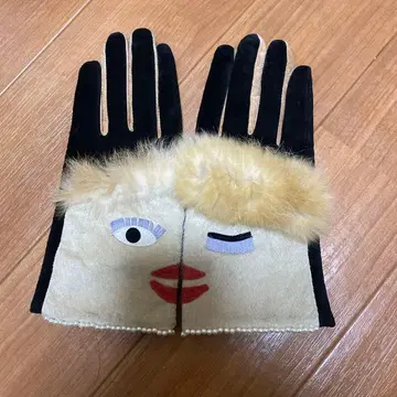 얼굴 디자인 스웨이드 퍼 장갑