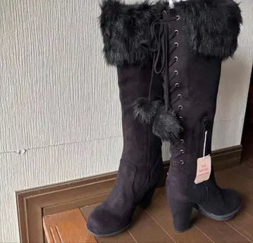 리즈리사 블랙 스웨이드 롱 부츠 L 사이즈