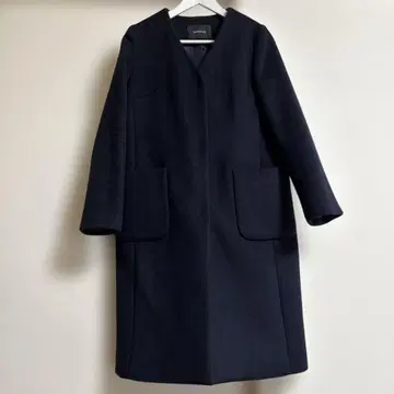 SIMPLICITE 노카라 롱 코트 네이비