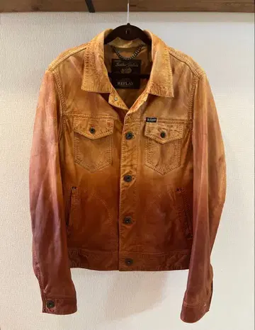 REPLAY 오렌지 그라데이션 가죽 자켓 [ 새상품급 ]