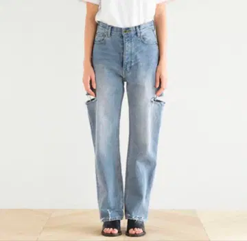 searoomlynn 시루무린 사이드컷 버튼 플라이 데님 팬츠