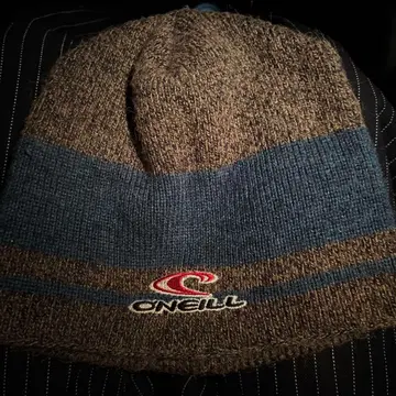 90s 일본제 O'Neill 니트 모자 비니 그레이/네이비 스트라이프