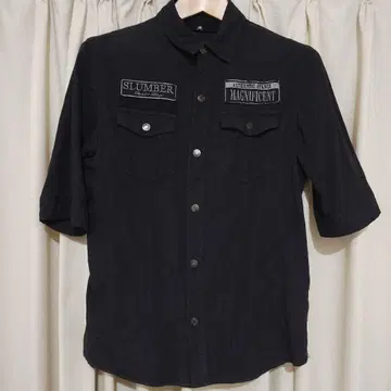 블랙 반팔 셔츠 포켓 부착 지그티 나카무라 면 100% 후드 없음