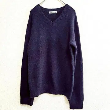 루이샤브론 니트 스웨터 울 혼방 네이비 M 상의 V넥 긴팔