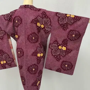 백합꽃 앤티크 겉옷 기장 93cm 다이쇼 로망 모던 순수 실크 L505