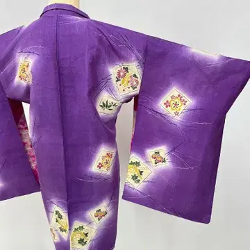 백합꽃 앤티크 겉옷 기장 91cm 다이쇼 로망 모던 순수 실크 J302