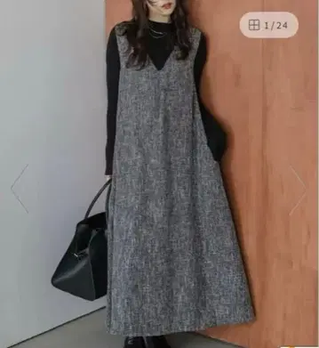 트위드 플레어 오버롤 스커트