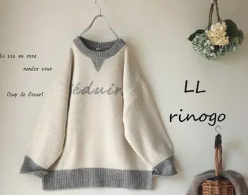 새상품 할인 LL 아이보리 로고 맨투맨풍 디자인 니트 스웨터 빅 사이즈