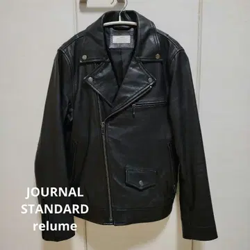relume 블랙 가죽 더블 라이더 자켓