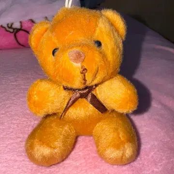 오렌지 컬러 곰 봉제 인형