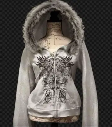 y2k 헤이세이 갸루 그런지 페어리 그런지 시크 스타일 퍼 지퍼 후드티