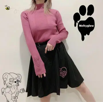 Meltyglow 하이넥 핑크 니트